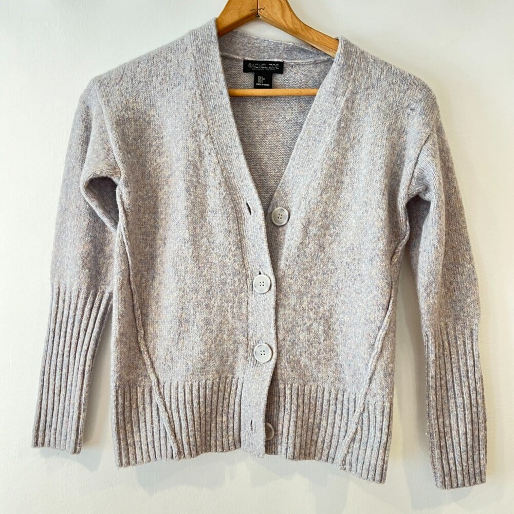 Rachel Zoe Lavender Cardigan Sweater Small Button Front Wool Blend